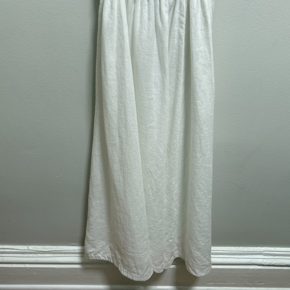 Aritzia white spaghetti strap ruffle linen midi dress coastal euro summer bridal - Picture 7 of 13